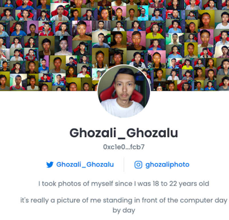 Los selfies NFT de Al Ghozali se comercializaron en OpenSea.
