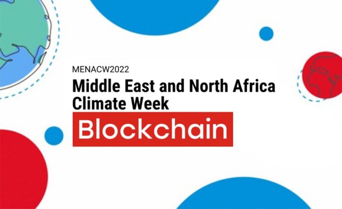 Panel de tecnología blockchain en la MENA Climate Week 2022 en Dubái.