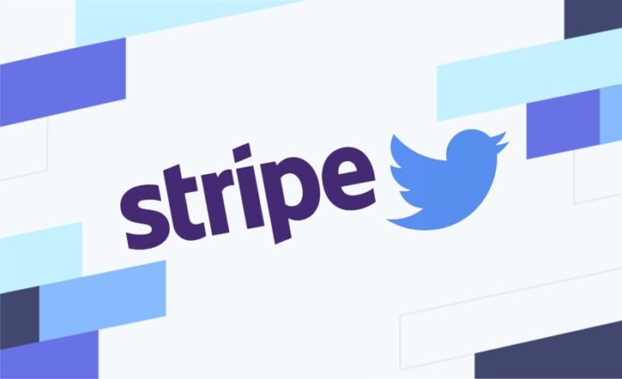 Twitter y Stripe son aliados para permitir los pagos con criptomonedas en esa red social. Composición gráfica con los logos de Stripe y Twitter.