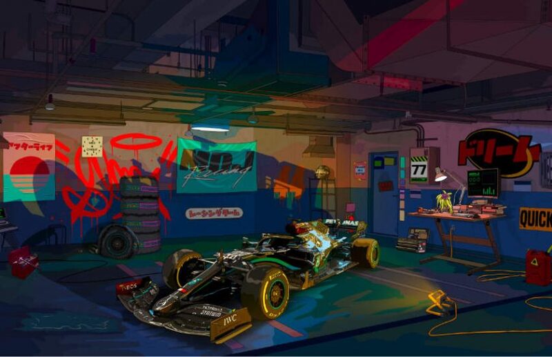 El artista digital Mad Dog Jones convirtió el auto de Fórmula 1 de Lewis Hamilton en un NFT.