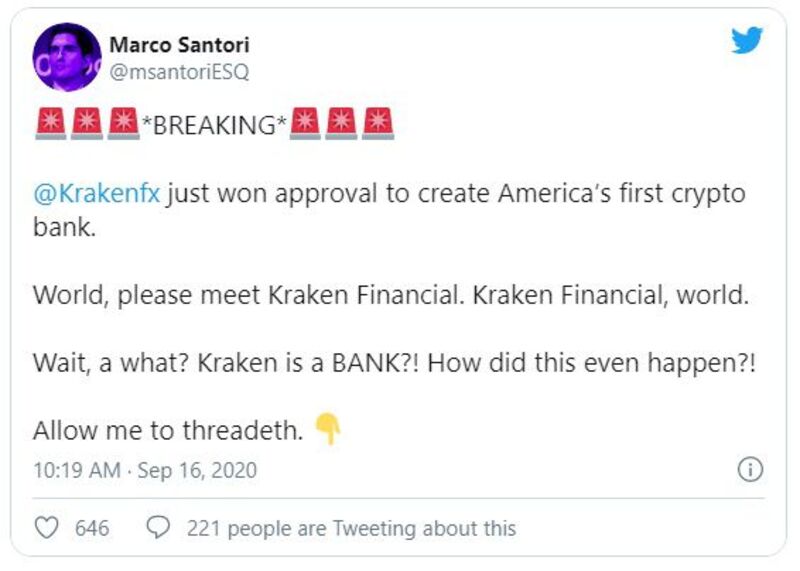 Los planes de que Kraken tenga un banco propio tienen ya varios años.